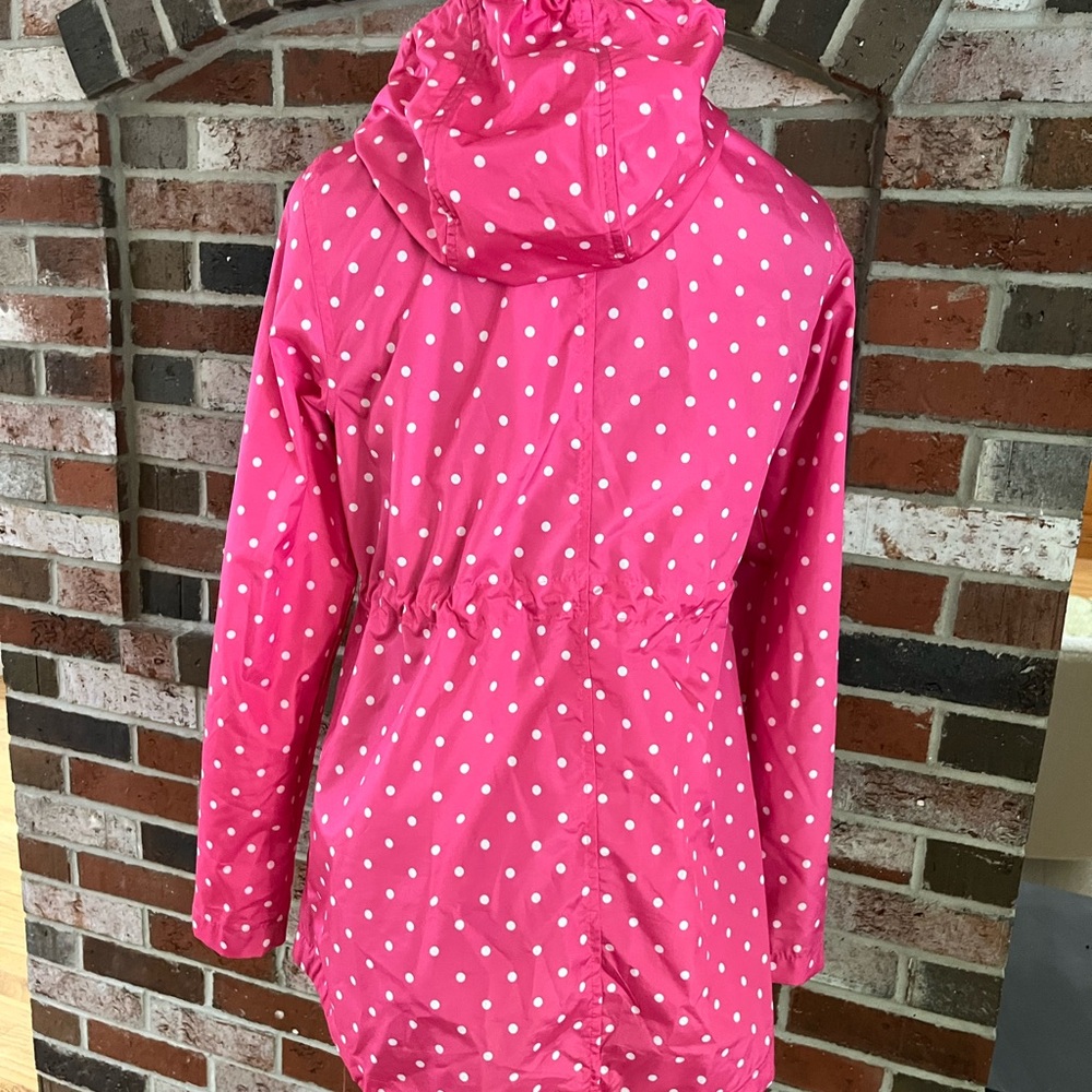WEATHER TAMER Pink Polka Dot Hooded Parka In A Pocket Jacket  6 NWOT - Picture 8 of 10